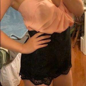 ASOS PETITE 8 Pink Black Lace Romper